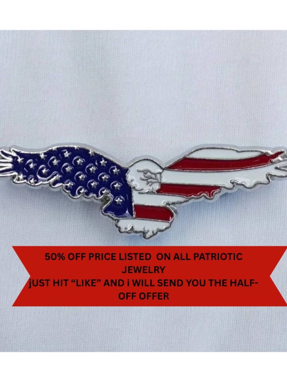 Brooch Soaring Eagle Red White & Blue Flag Emblem American Pride Veteran Gifts